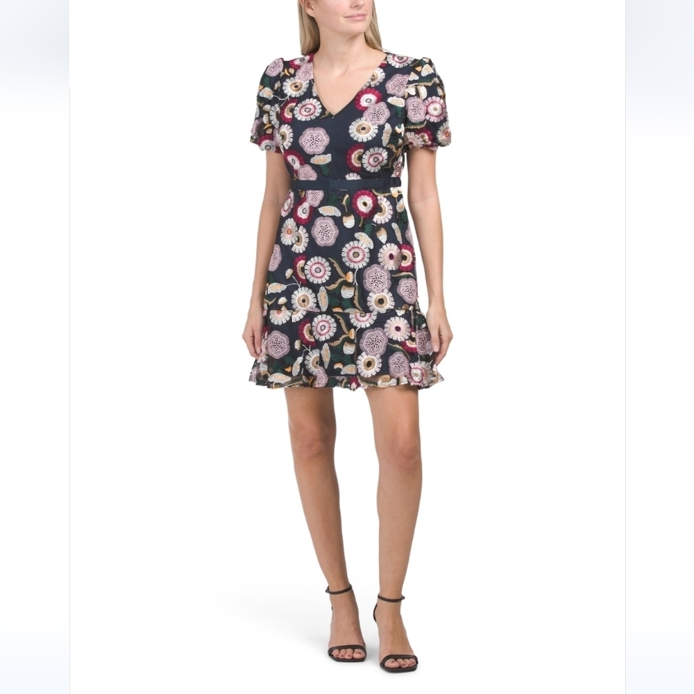 Sam Edelman Floral Embroidered Puff Sleeve Dress